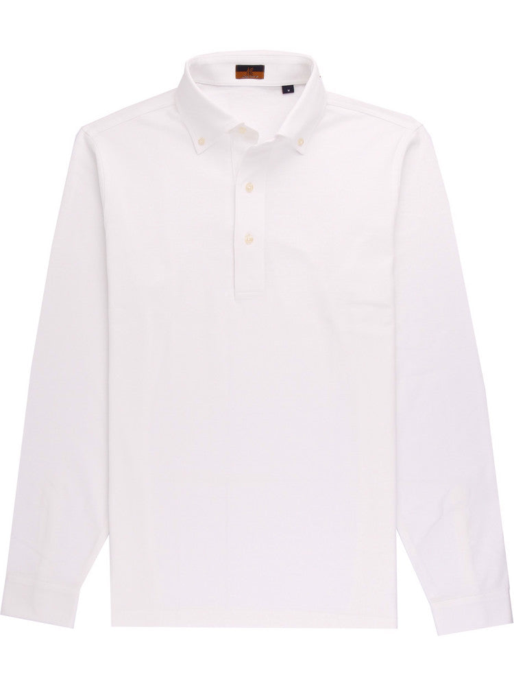 Long Sleeve White Polo Shirt - Davis Fit (Slim) Long Sleeve White Polo Shirt - Davis Fit (Slim)