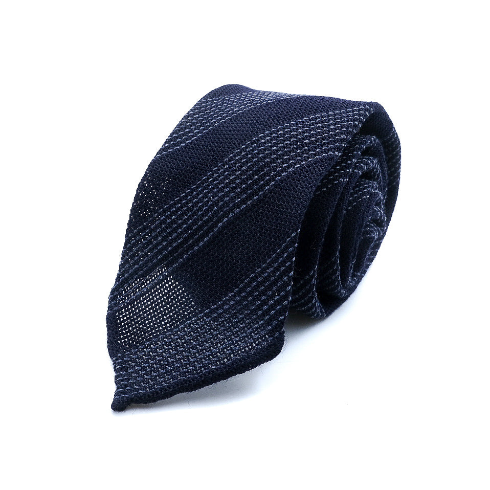 Drake's for Ascot Chang Unlined Navy Stripe Tie | Ascot Chang